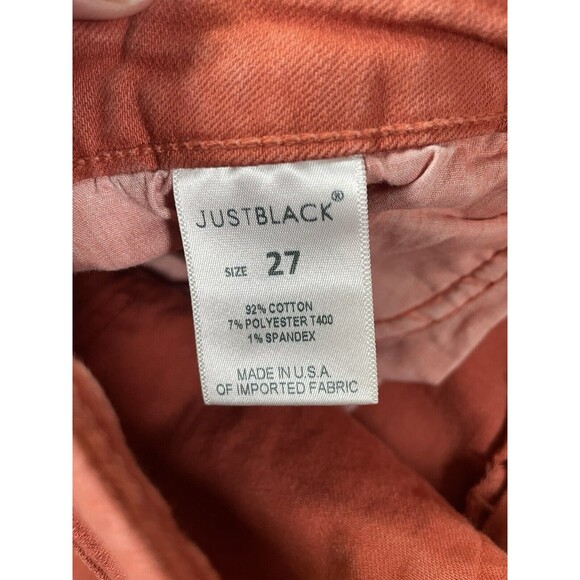Just Black Jeans Womens Size 27 Orange Mid Rise Straight Leg Stretch Raw Hem USA - Picture 3 of 8